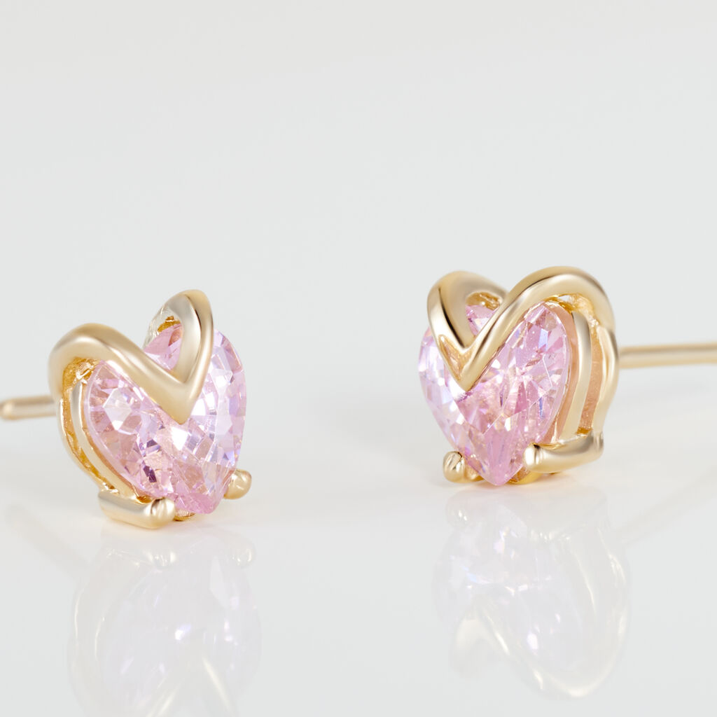 Boucles D'oreilles Puces Abelinia Plaqué Or Jaune Oxyde De Zirconium - Boucles d'oreilles fantaisie Femme | Histoire d’Or