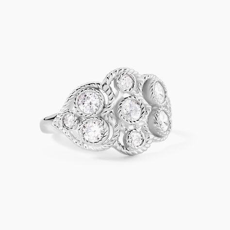 Bague Argent Blanc Boulonnaise Oxydes De Zirconium - Bagues avec pierre Femme | Histoire d&rsquo;Or