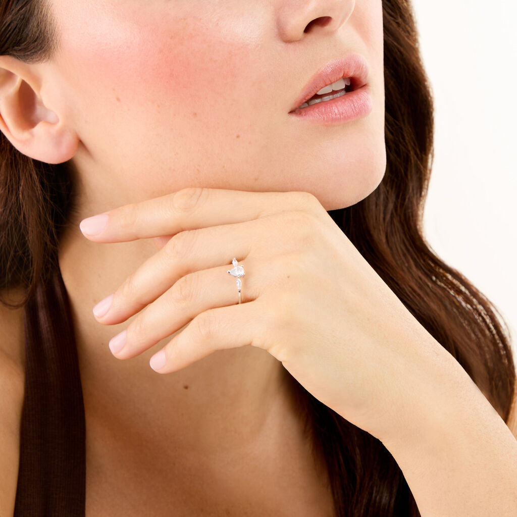 Bague Magma Argent Blanc Oxyde De Zirconium - Bagues de fian&ccedil;ailles ovale Femme | Histoire d&rsquo;Or
