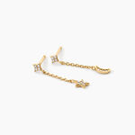 Boucles D'Oreilles Pendantes Stellar Argent Dor&eacute; A L'Or 750/1000 Oxyde De Zirconium - Boucles d'oreilles pendantes Femme | Histoire d&rsquo;Or