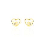 Boucles D'oreilles Puces Terentille Coeur Or Jaune Oxyde De Zirconium - Clous d'oreilles Enfant | Histoire d&rsquo;Or