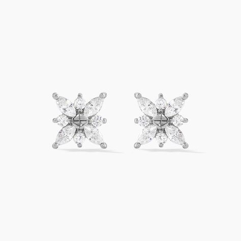 Boucles D'oreilles Puces Eclat Argent Blanc Oxyde De Zirconium - Boucles d'oreilles fantaisie Femme | Histoire d’Or