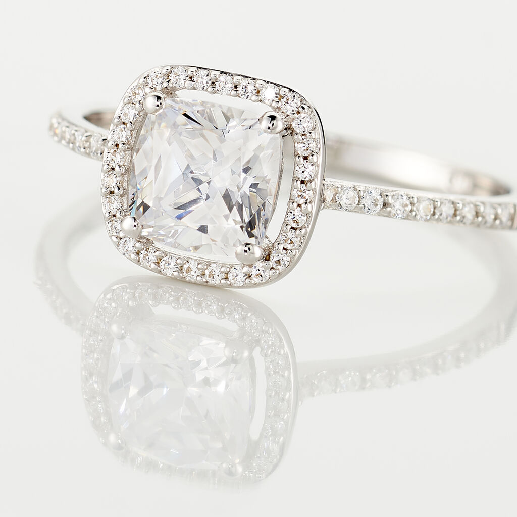 Bague Adrienne Or Blanc Oxyde De Zirconium - Bagues solitaires Femme | Histoire d&rsquo;Or