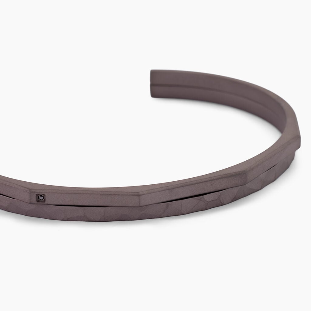 Bracelet Jonc Titane Gris Diamant - Bracelets Pierre Homme | Histoire d&rsquo;Or