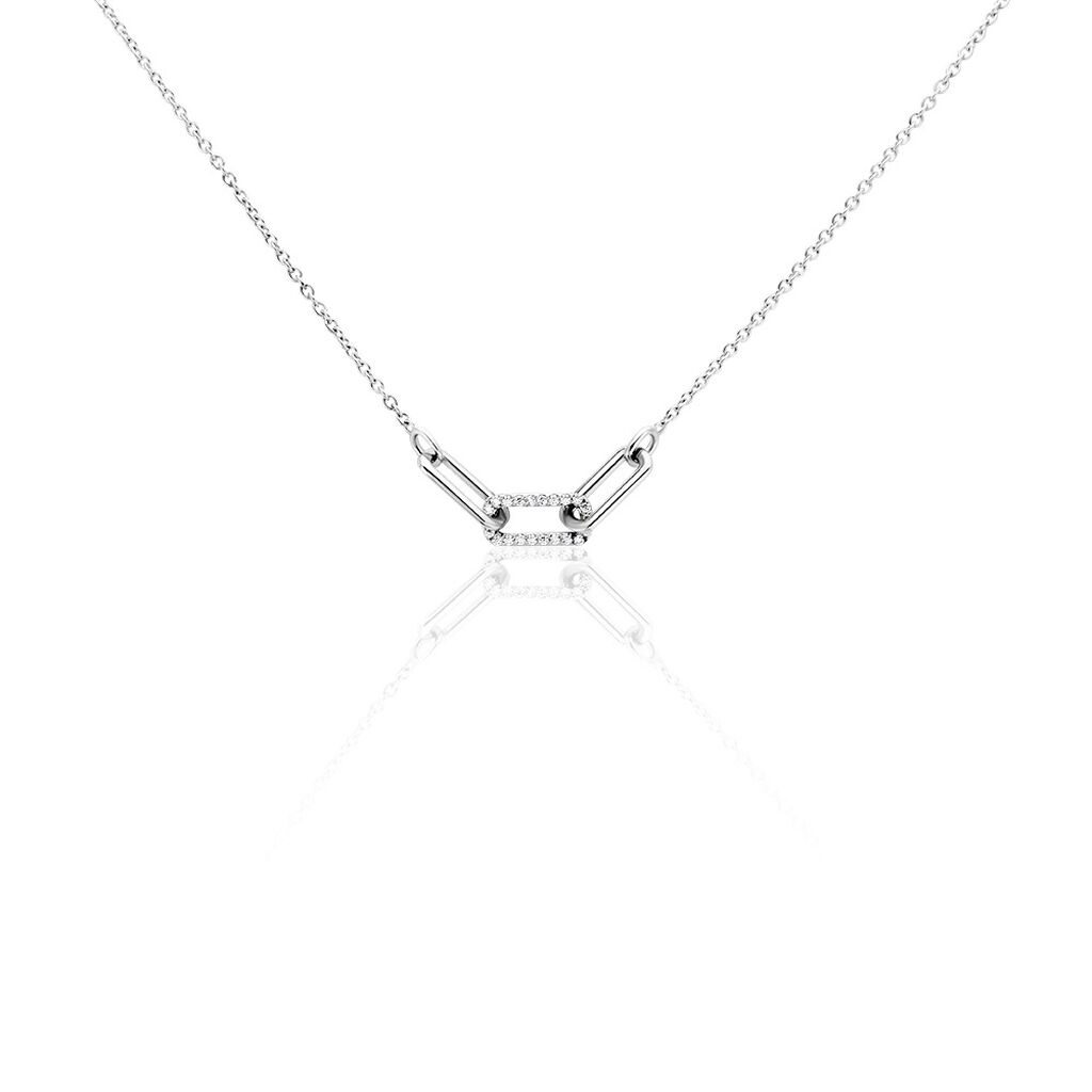 Collier Trait D'union Argent Blanc Oxyde De Zirconium - Colliers fantaisie Femme | Histoire d&rsquo;Or