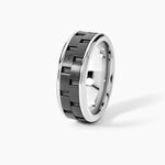 Bague Jourdan Oahu Acier Blanc Et Noir - Bagues fantaisie Homme | Histoire d&rsquo;Or