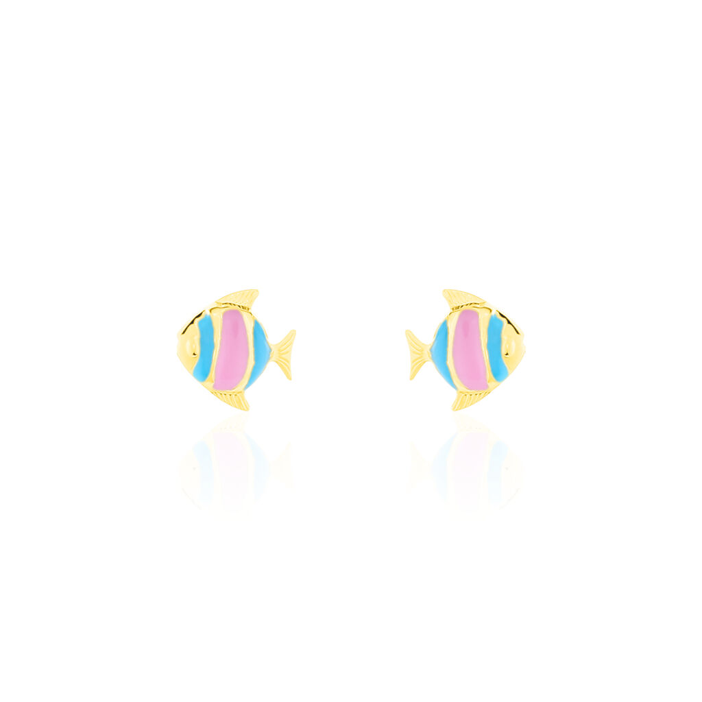 Boucles D'oreilles Puces Poisson Or Jaune - Clous d'oreilles Enfant | Histoire d’Or