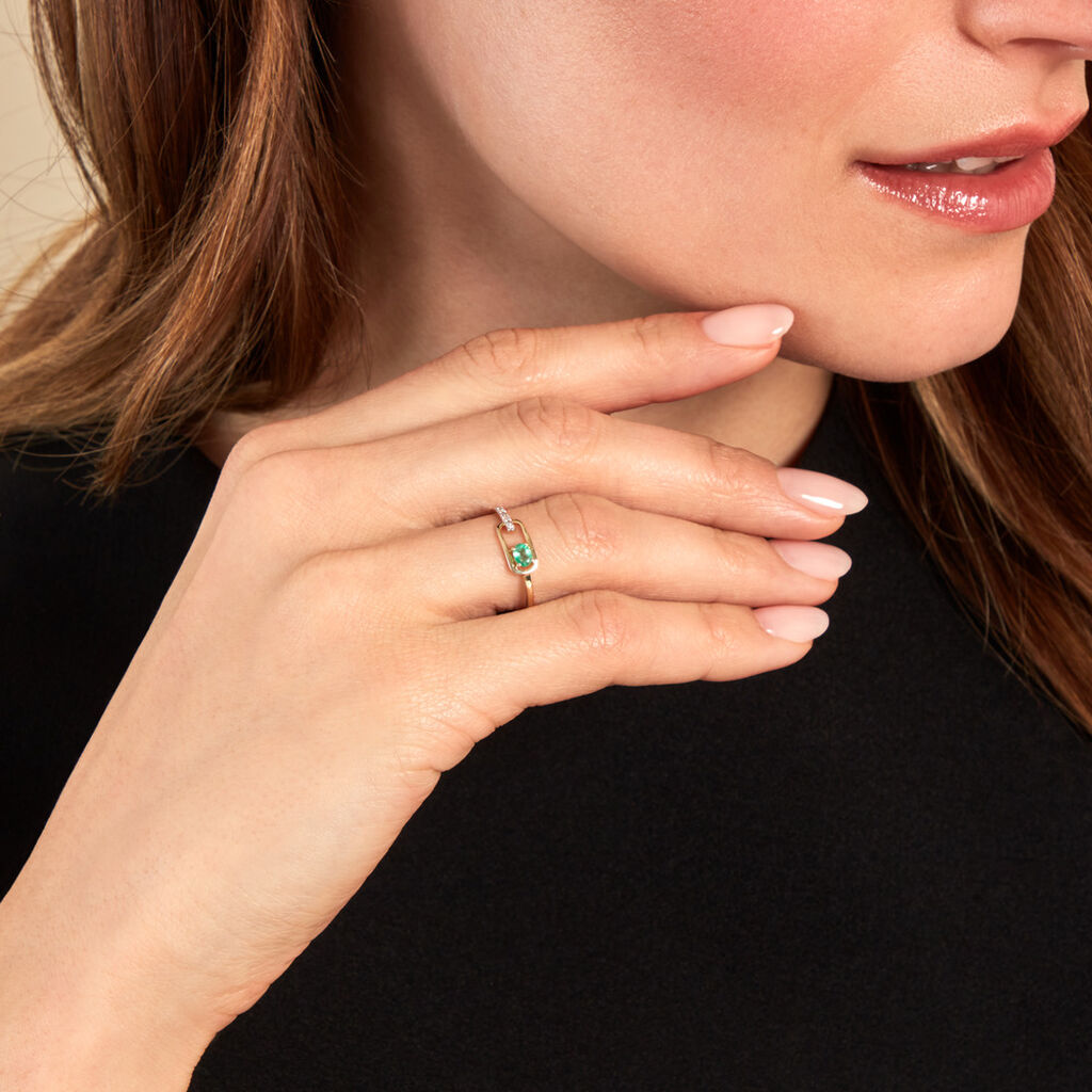 Bague Green Peas Or Jaune Emeraude Diamant - Bagues solitaires Femme | Histoire d’Or
