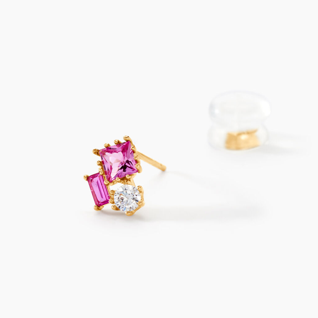 Boucles D'oreilles Puces Garland Or Jaune Oxyde De Zirconium - Clous d'oreilles Femme | Histoire d’Or