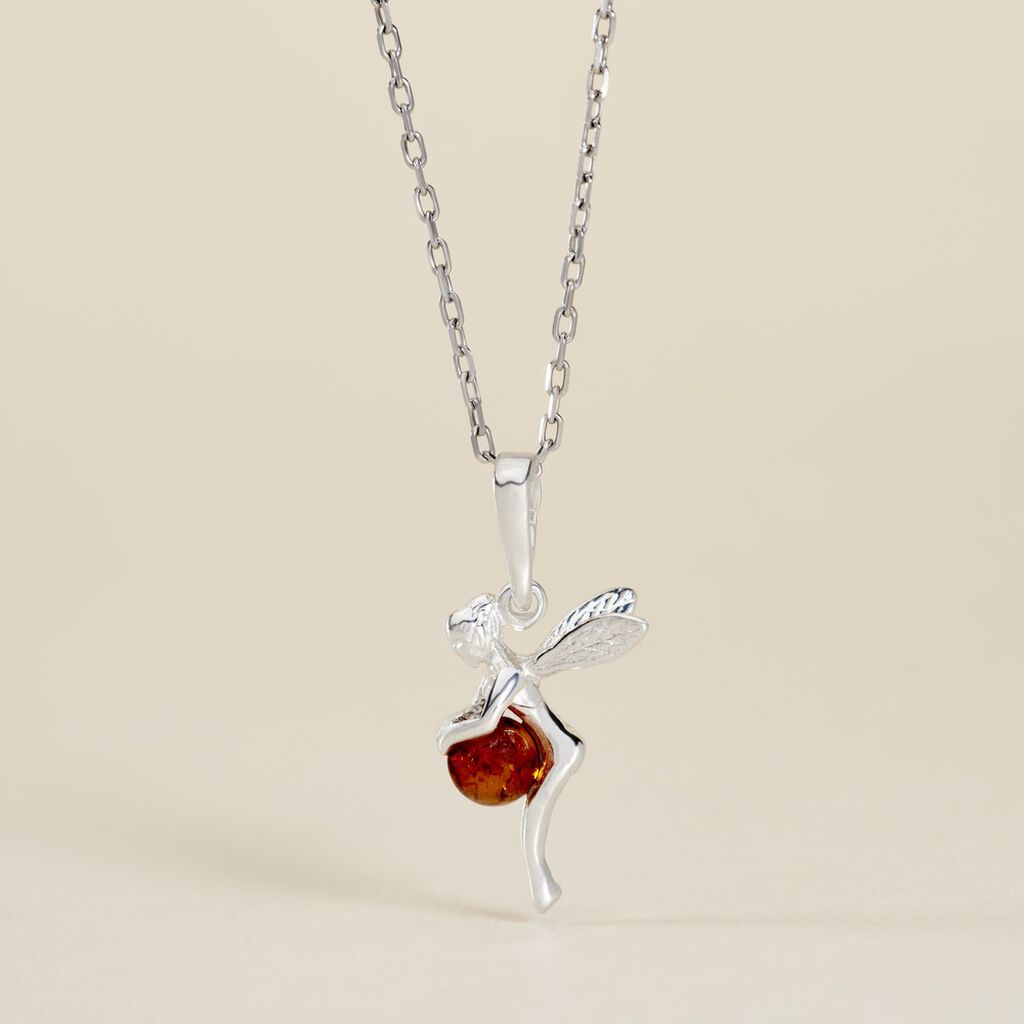 Pendentif Argent Blanc Abellia Ambre - Pendentifs Femme | Histoire d’Or