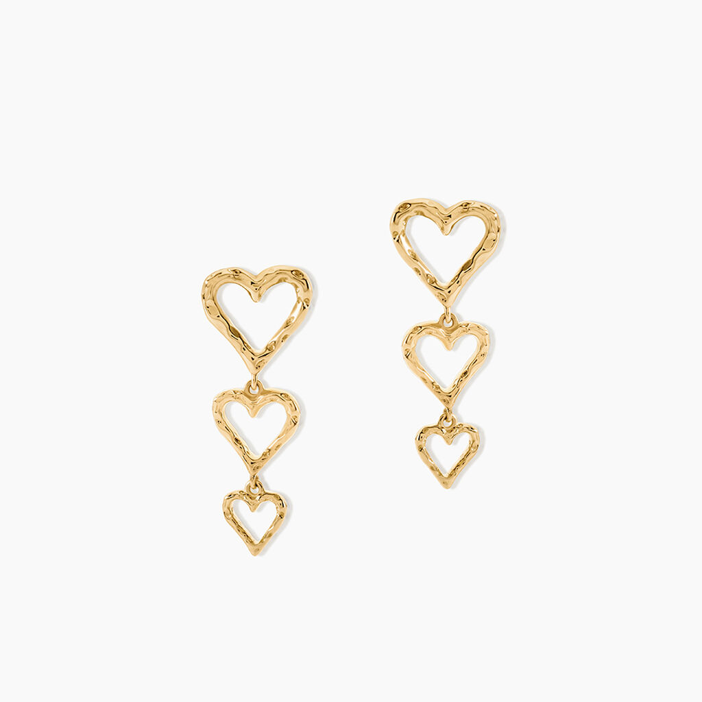 Boucles D'Oreilles Pendantes Osamu Argent Dor&eacute; A L'Or 750/1000 - Boucles d'oreilles pendantes Femme | Histoire d&rsquo;Or