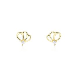 Boucles D'oreilles Puces Eleanor Fleur Or Jaune Oxyde De Zirconium - Clous d'oreilles Femme | Histoire d’Or