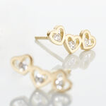 Boucles D'oreilles Puces Daria Coeur Triple Or Jaune Oxyde - Clous d'oreilles Femme | Histoire d&rsquo;Or