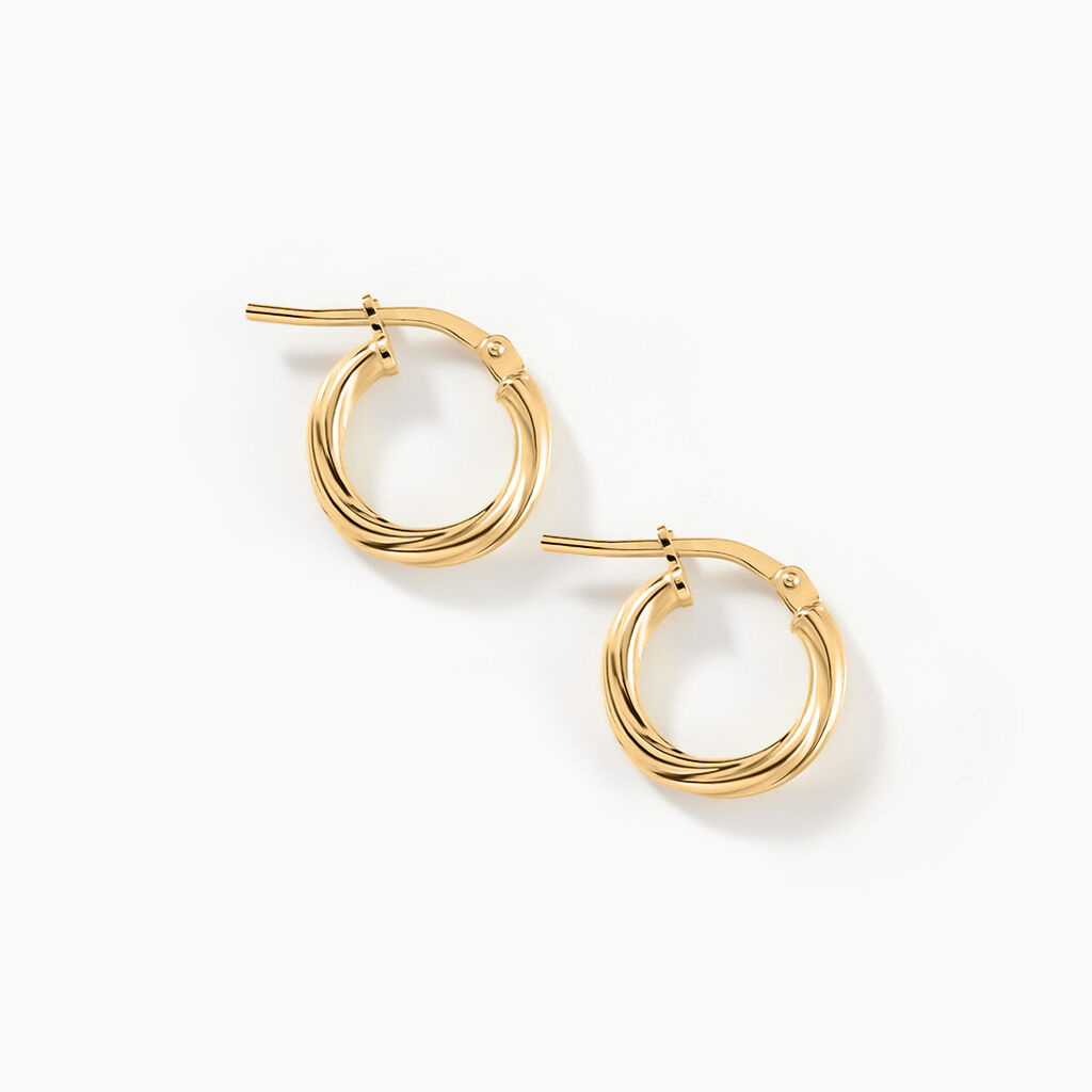 Cr&eacute;oles Youri Argent Dor&eacute; A L'Or 750/1000 - Boucles d'oreilles cr&eacute;oles Femme | Histoire d&rsquo;Or