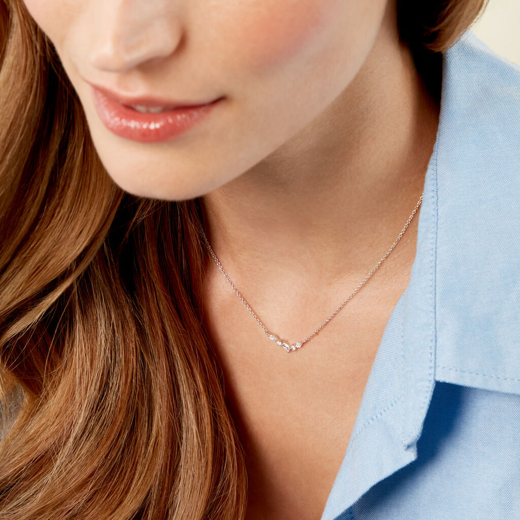 Collier Eclat d'Aurore Argent Blanc Oxyde De Zirconium - Colliers fantaisie Femme | Histoire d&rsquo;Or