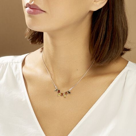 Collier Argent Blanc Sylvaincine Ambre - Colliers fantaisie Femme | Histoire d’Or