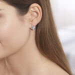 Boucles D'oreilles Puces Amance Or Blanc Topaze Et Oxyde De Zirconium - Clous d'oreilles Femme | Histoire d&rsquo;Or