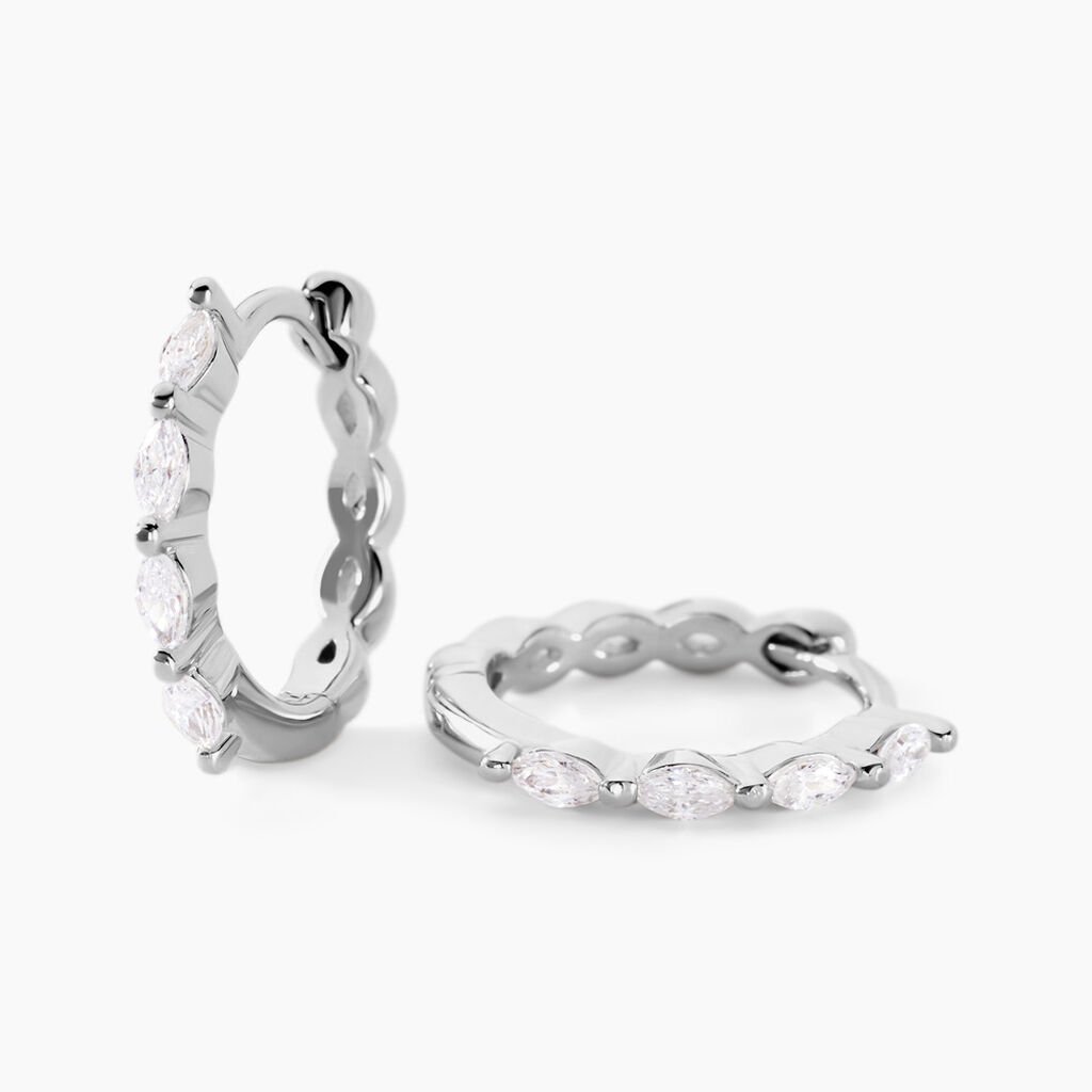 Cr&eacute;oles Servane Argent Blanc Oxyde De Zirconium - Boucles d'oreilles cr&eacute;oles Femme | Histoire d&rsquo;Or