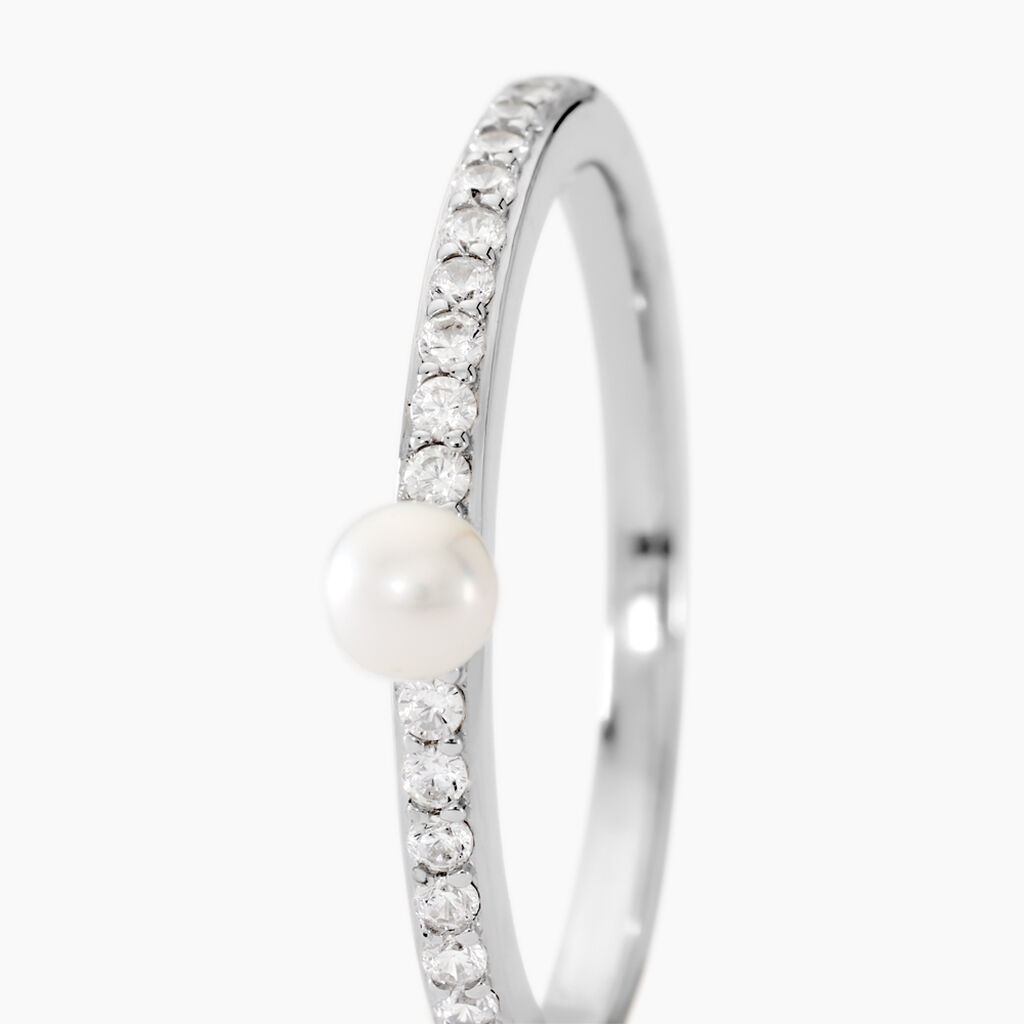 Bague Lua Argent Blanc Perle De Culture Oxyde De Zirconium - Bagues solitaires Femme | Histoire d’Or