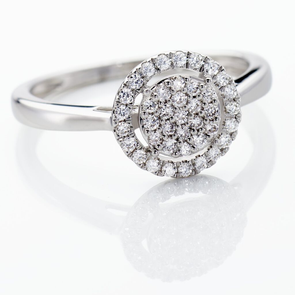 Bague Or Blanc Nawra Diamants Synth&eacute;tiques - Bagues avec pierre Femme | Histoire d&rsquo;Or