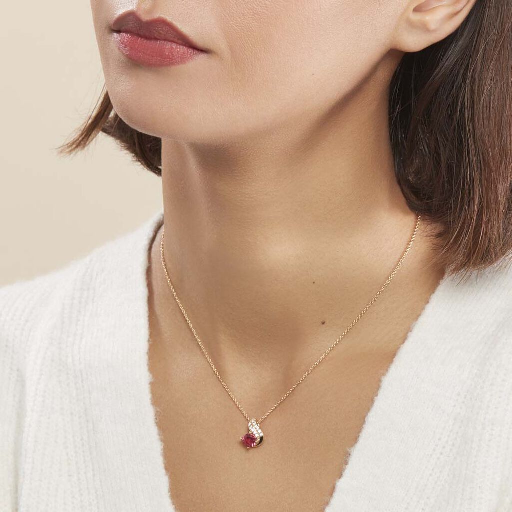 Collier Tyana Plaqué Or Jaune Pierre De Synthese Et Oxyde De Zirconium - Colliers fantaisie Femme | Histoire d’Or