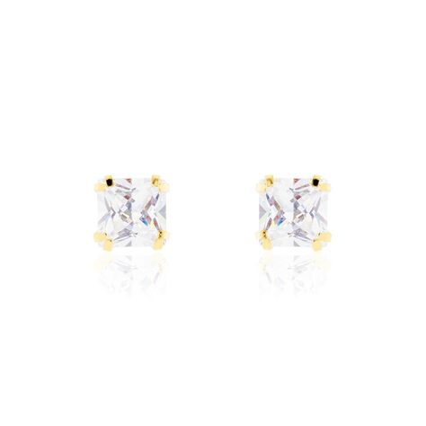 Boucles D'oreilles Puces Or Jaune Doreen Oxydes De Zirconium - Clous d'oreilles Famille | Histoire d’Or