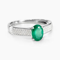 Bague Crista Or Blanc Emeraude Et Diamant