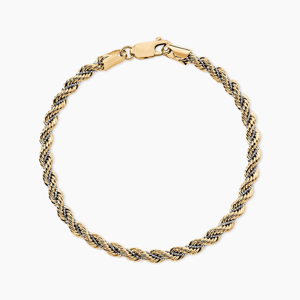 Bracelet Cordelia Maille Corde Et Venitienne Or Bicolore - Bracelets cha&icirc;ne Femme | Histoire d&rsquo;Or