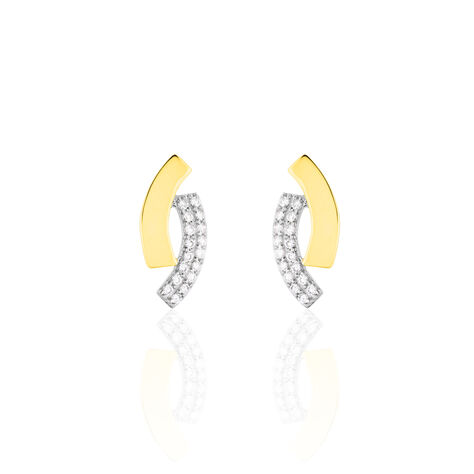 Boucles D'oreilles Puces Vero Or Jaune Oxyde De Zirconium - Clous d'oreilles Femme | Histoire d’Or