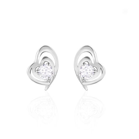 Boucles D'oreilles Puces Alou Argent Blanc Oxyde De Zirconium - Boucles d'oreilles fantaisie Femme | Histoire d&rsquo;Or