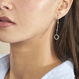 Boucles D'oreilles Pendantes Toi Et Moi Argent Blanc - Boucles d'oreilles fantaisie Femme | Histoire d’Or