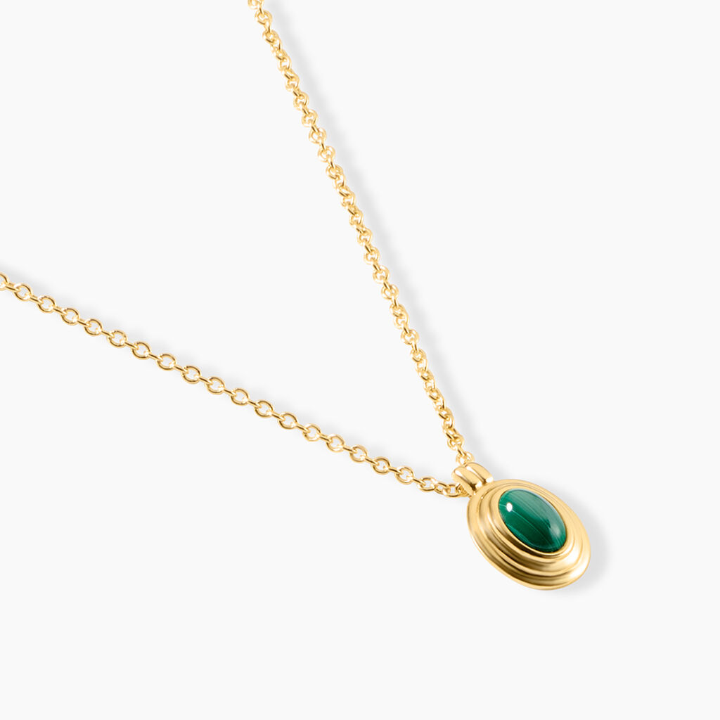 Collier Osana Argent Dor&eacute; A L'Or 750/1000 Malachite - Colliers Femme | Histoire d&rsquo;Or