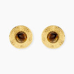 Boucles D'Oreilles Puces Avanie Acier Jaune Oeil De Tigre - Boucles d'oreilles fantaisie Femme | Histoire d&rsquo;Or