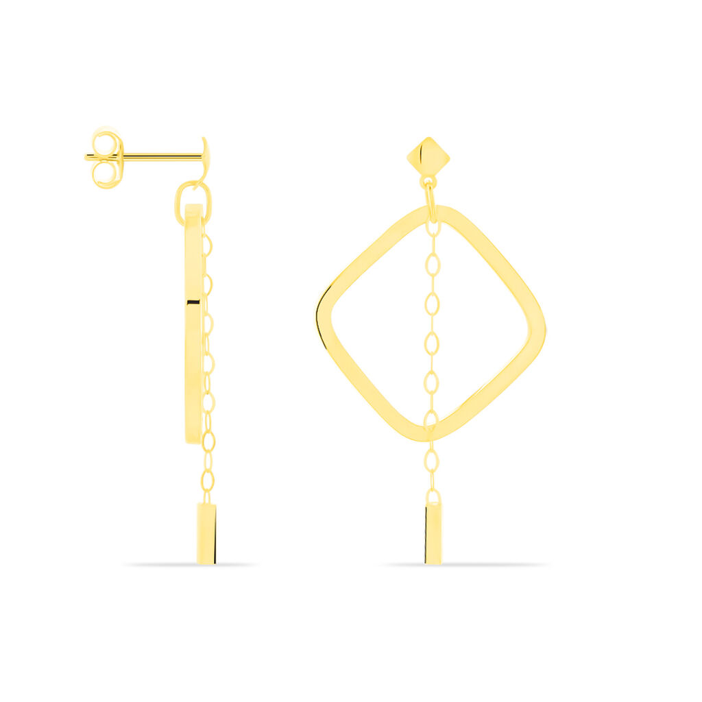 Créoles Elyette Carre Ajoure Or Jaune - Boucles d'oreilles créoles Femme | Histoire d’Or