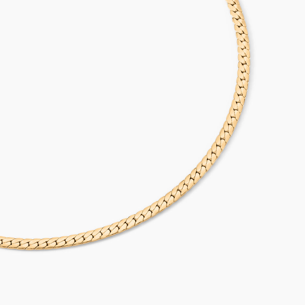 Collier Chaîne Plaqué Or - Maille Serrée Plate, 46-50 Cm, Style Minimaliste