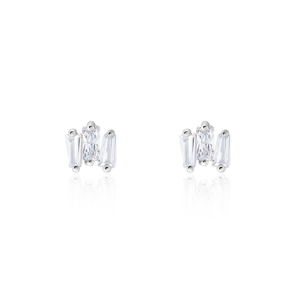 Boucles D'oreilles Puces Adria Argent Blanc Oxyde De Zirconium - Boucles d'oreilles fantaisie Femme | Histoire d’Or