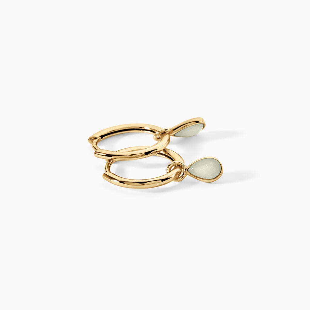 Cr&eacute;oles Ondee Argent Dor&eacute; A L'Or 750/1000 Amazonite - Boucles d'oreilles cr&eacute;oles Femme | Histoire d&rsquo;Or