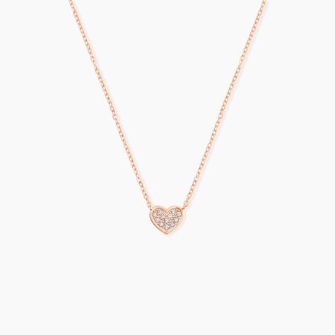 Collier Petit Coeur Argent Rose Oxyde De Zirconium - F&ecirc;te des m&egrave;res Femme | Histoire d&rsquo;Or