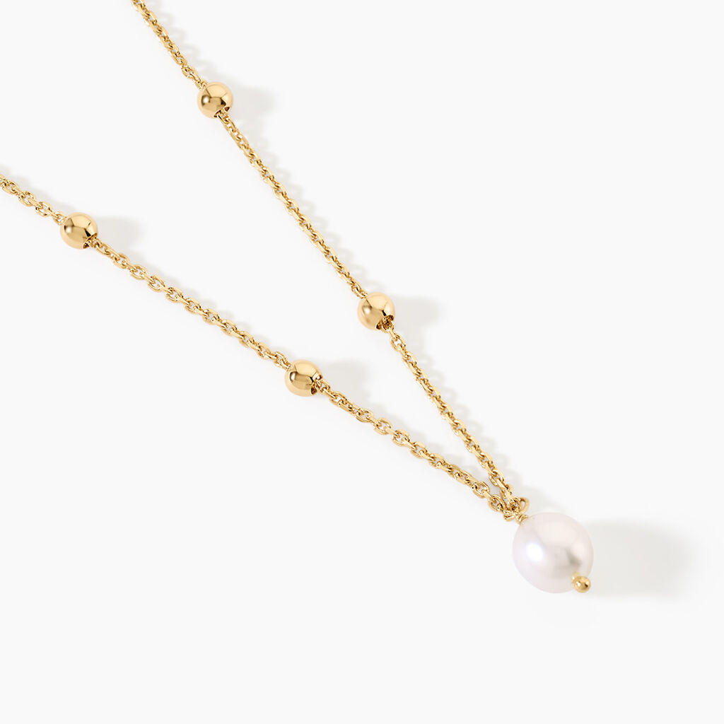 Collier Pearly Argent Dor&eacute; A L'Or 750/1000 Perle De Culture - Colliers  | Histoire d&rsquo;Or