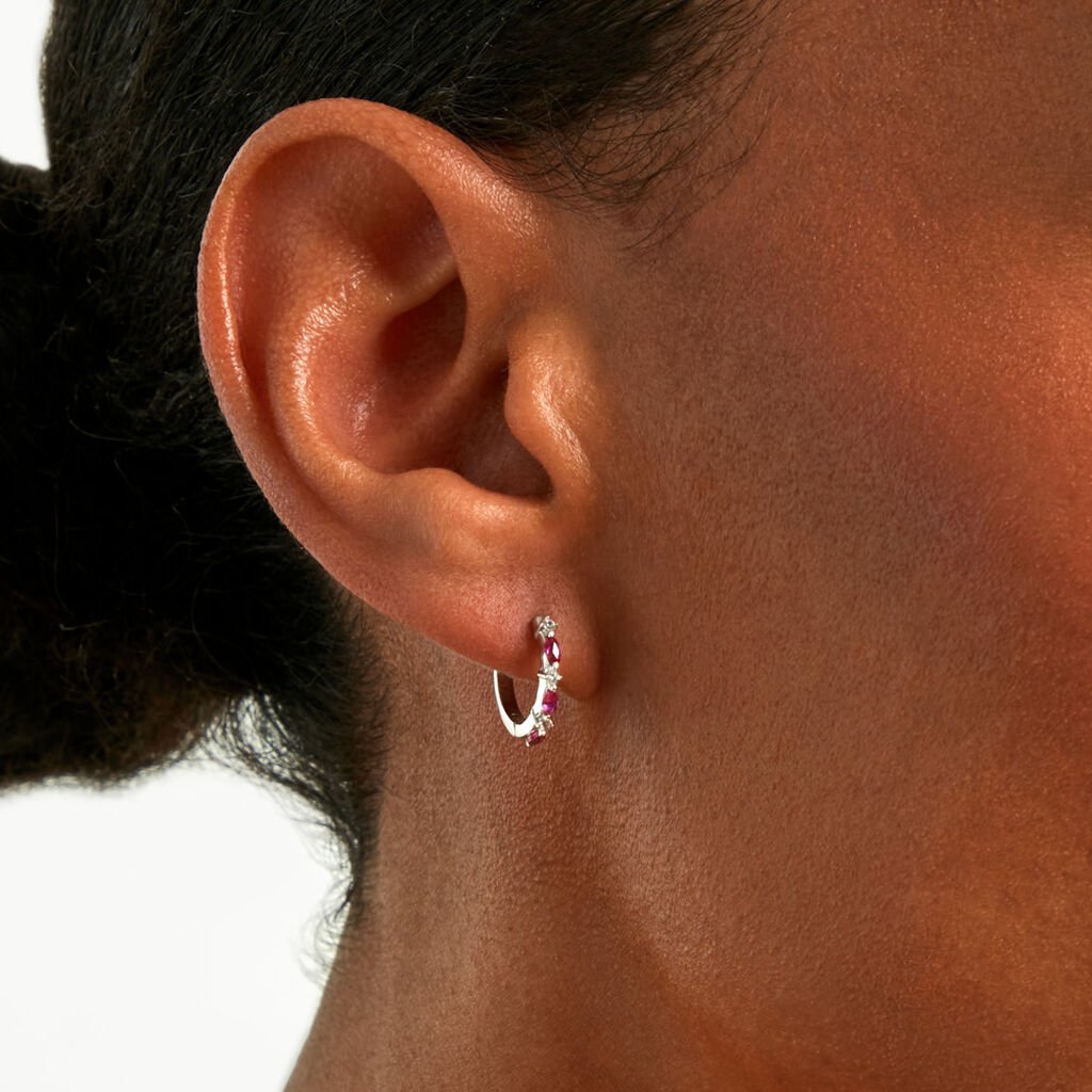 Cr&eacute;oles Blush Argent Blanc Oxyde De Zirconium - Boucles d'oreilles cr&eacute;oles Femme | Histoire d&rsquo;Or