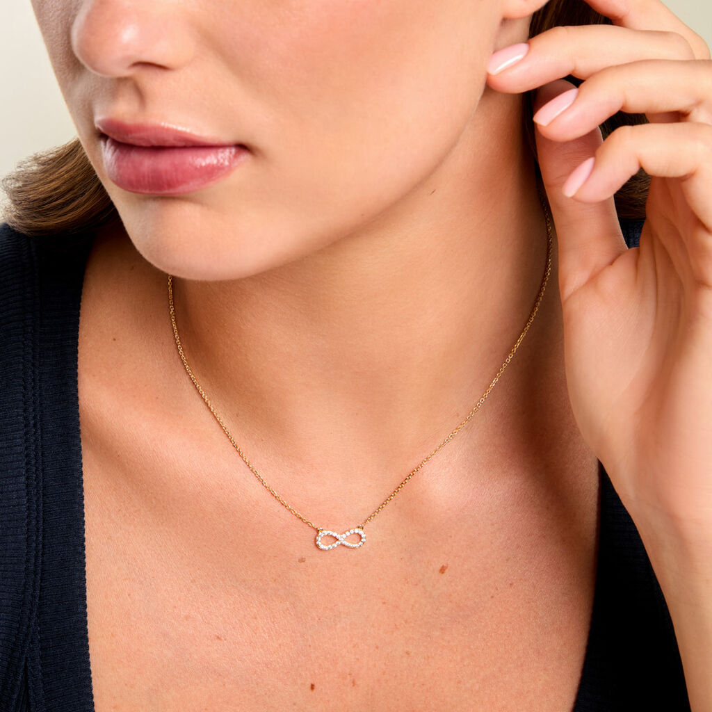 Collier Klothilda Argent Dor&eacute; A L'Or 750/1000 Oxyde De Zirconium - F&ecirc;te des m&egrave;res Femme | Histoire d&rsquo;Or