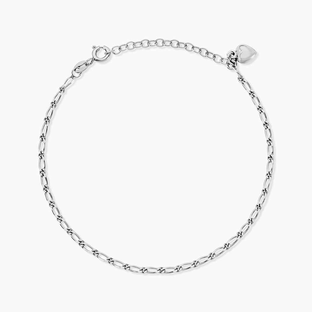 Cha&icirc;ne De Cheville Laurelyn Maille Alternee 1/1 Argent Blanc - Cha&icirc;nes de cheville Femme | Histoire d&rsquo;Or
