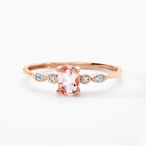 Bague Antonia Or Rose Morganite Et Oxyde De Zirconium - Bagues avec pierre Femme | Histoire d’Or