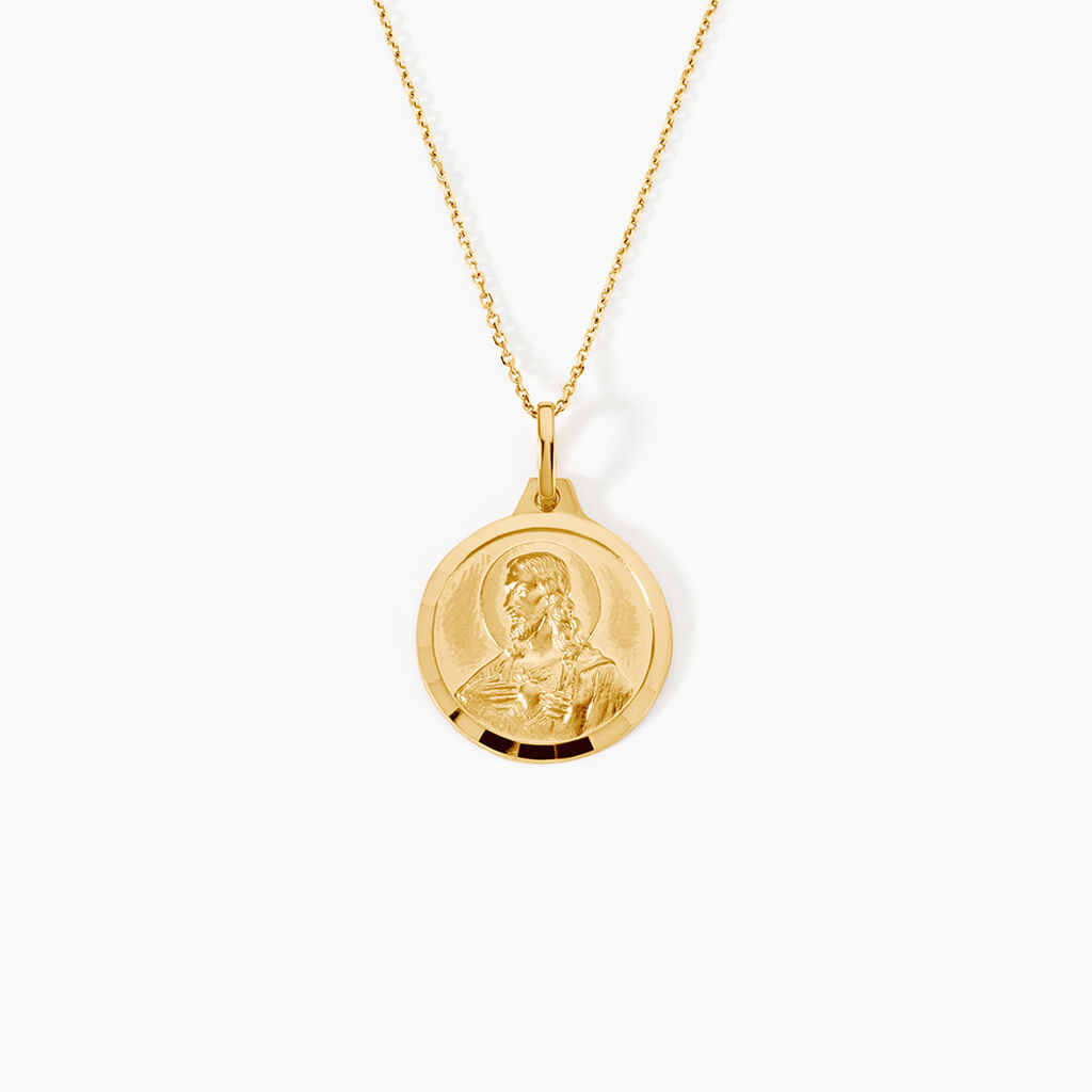 Pendentif Christ Or Jaune - Pendentifs Bapt&ecirc;me Famille | Histoire d&rsquo;Or