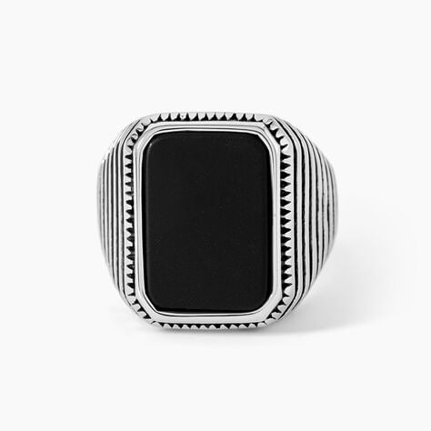 Chevaliere Acier Blanc Romanus Pierre - Bagues solitaires Homme | Histoire d&rsquo;Or