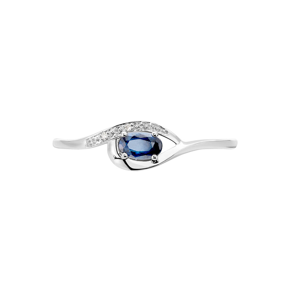 Bague Emotion Or Blanc Saphir Diamant - Bagues avec pierre Femme | Histoire d’Or
