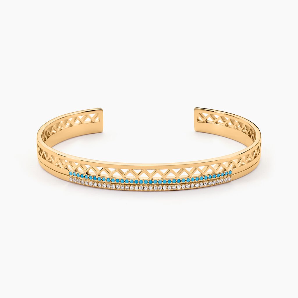 Bracelet Jonc Zoila Plaqu&eacute; Or Pierre De Synthese Et Oxyde - Bracelets joncs Femme | Histoire d&rsquo;Or