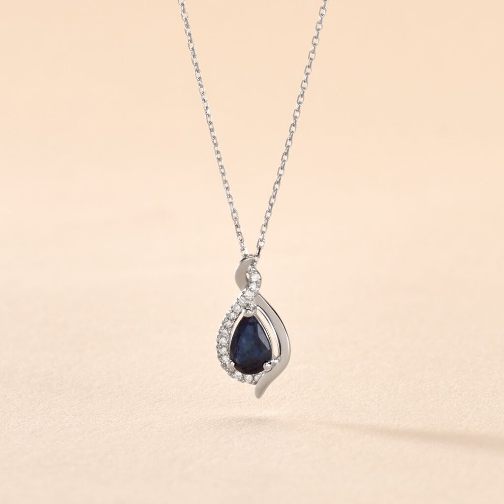 Collier Angelika Or Blanc Saphir Et Diamant - Colliers Femme | Histoire d&rsquo;Or