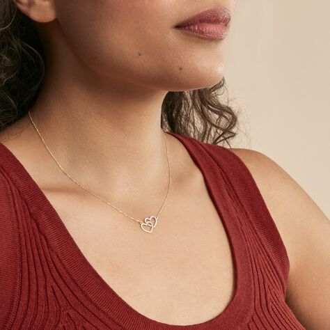Collier Double Coeur Satines Or Bicolore - Colliers Femme | Histoire d&rsquo;Or