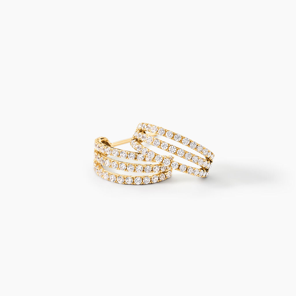 Cr&eacute;oles Oiva Or Jaune Oxyde De Zirconium - Boucles d'oreilles cr&eacute;oles Femme | Histoire d&rsquo;Or
